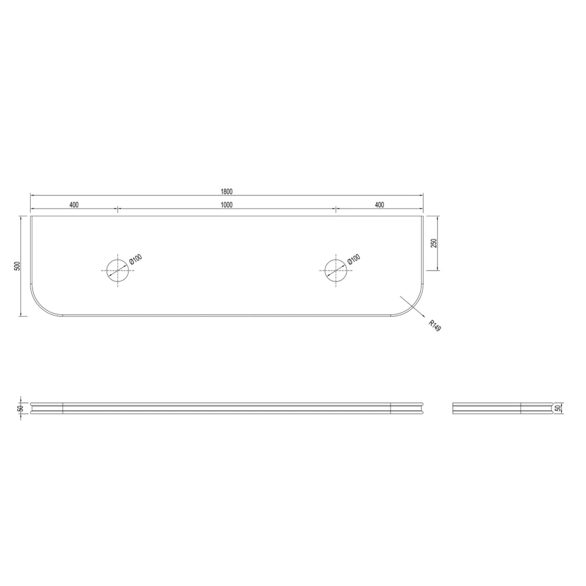 OTTI ENGLISH EDGE SAND DUNE ABOVE COUNTER DOUBLE VANITY SOLID SURFACE STONE TOP (AVAILABLE IN 1500MM AND 1800MM)
