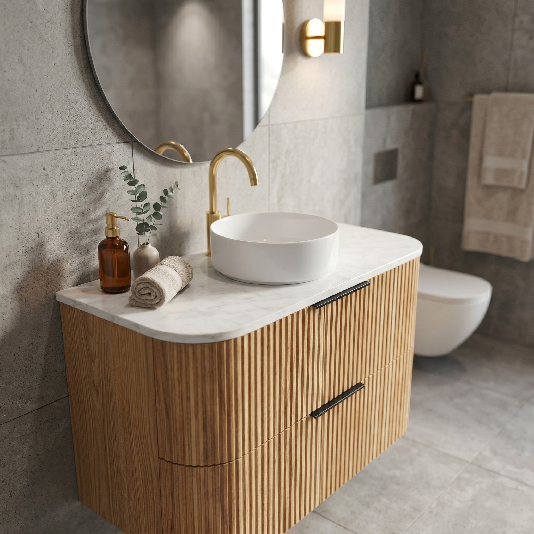 OTTI HAVANA ULTRA DELUXE CLOUDY CARRARA ABOVE COUNTER SINGLE VANITY SOLID SURFACE STONE TOP (MULTIPLE SIZES AVAILABLE)