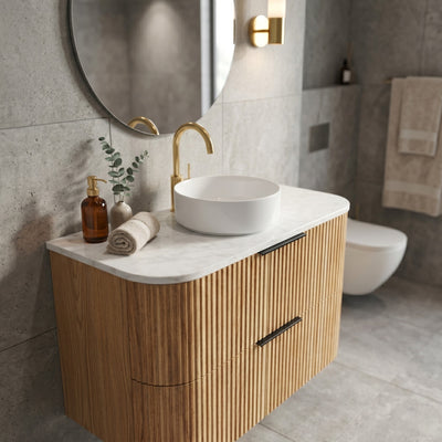 OTTI HAVANA ULTRA DELUXE CLOUDY CARRARA ABOVE COUNTER SINGLE VANITY SOLID SURFACE STONE TOP (MULTIPLE SIZES AVAILABLE)