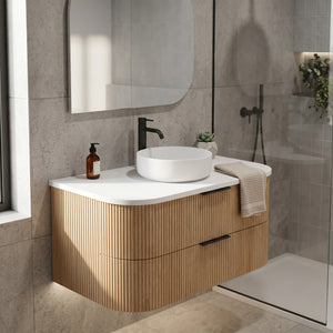 OTTI HAVANA ULTRA DELUXE PURE WHITE ABOVE COUNTER SINGLE VANITY ARTIFICIAL STONE TOP (MULTIPLE SIZES AVAILABLE)