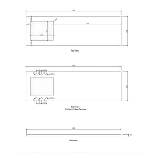 OTTI SOLID SURFACE PURE WHITE 1960MM LAUNDRY STONE TOP