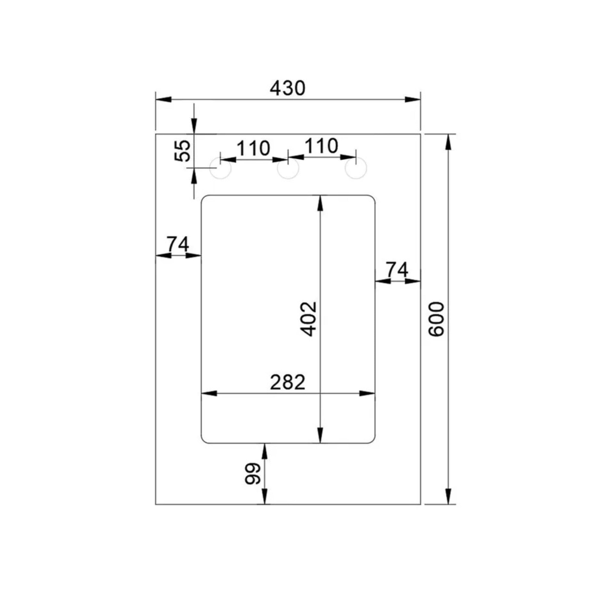 OTTI SOLID SURFACE PURE WHITE 430MM LAUNDRY STONE TOP