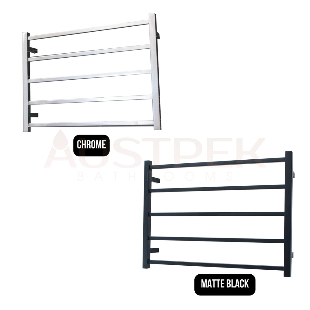 RADIANT HEATING 5-BARS SQUARE HEATED TOWEL RAIL CHROME 75WATTS 750MM