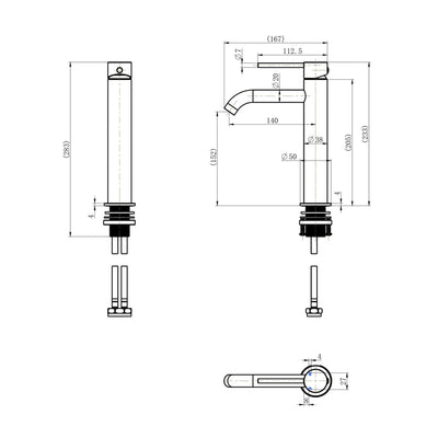MODERN NATIONAL STAR MINI MID RISE LEAD FREE TALL BASIN MIXER 233MM DUSK