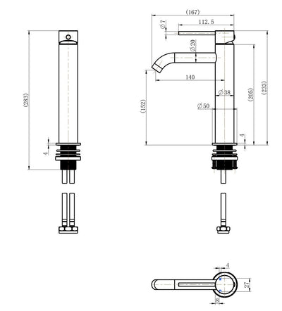 MODERN NATIONAL STAR MINI MID RISE LEAD FREE TALL BASIN MIXER 233MM CHAMPAGNE