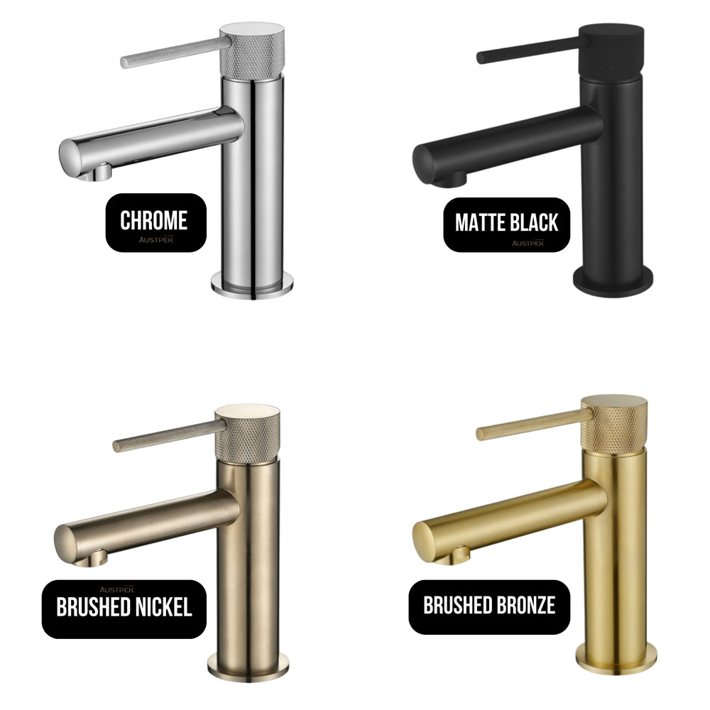 MODERN NATIONAL STAR MINI BASIN MIXER WITH KNURLED HANDLE 158MM BRUSHED NICKEL