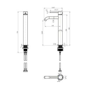 MODERN NATIONAL STAR MINI HIGH RISE LEAD FREE TALL BASIN MIXER 308MM DUSK