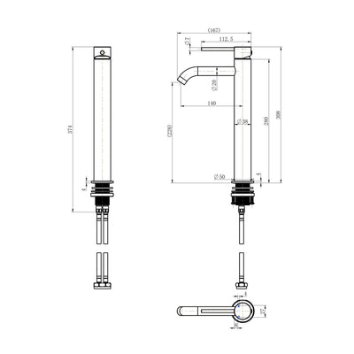MODERN NATIONAL STAR MINI HIGH RISE LEAD FREE TALL BASIN MIXER 308MM DUSK