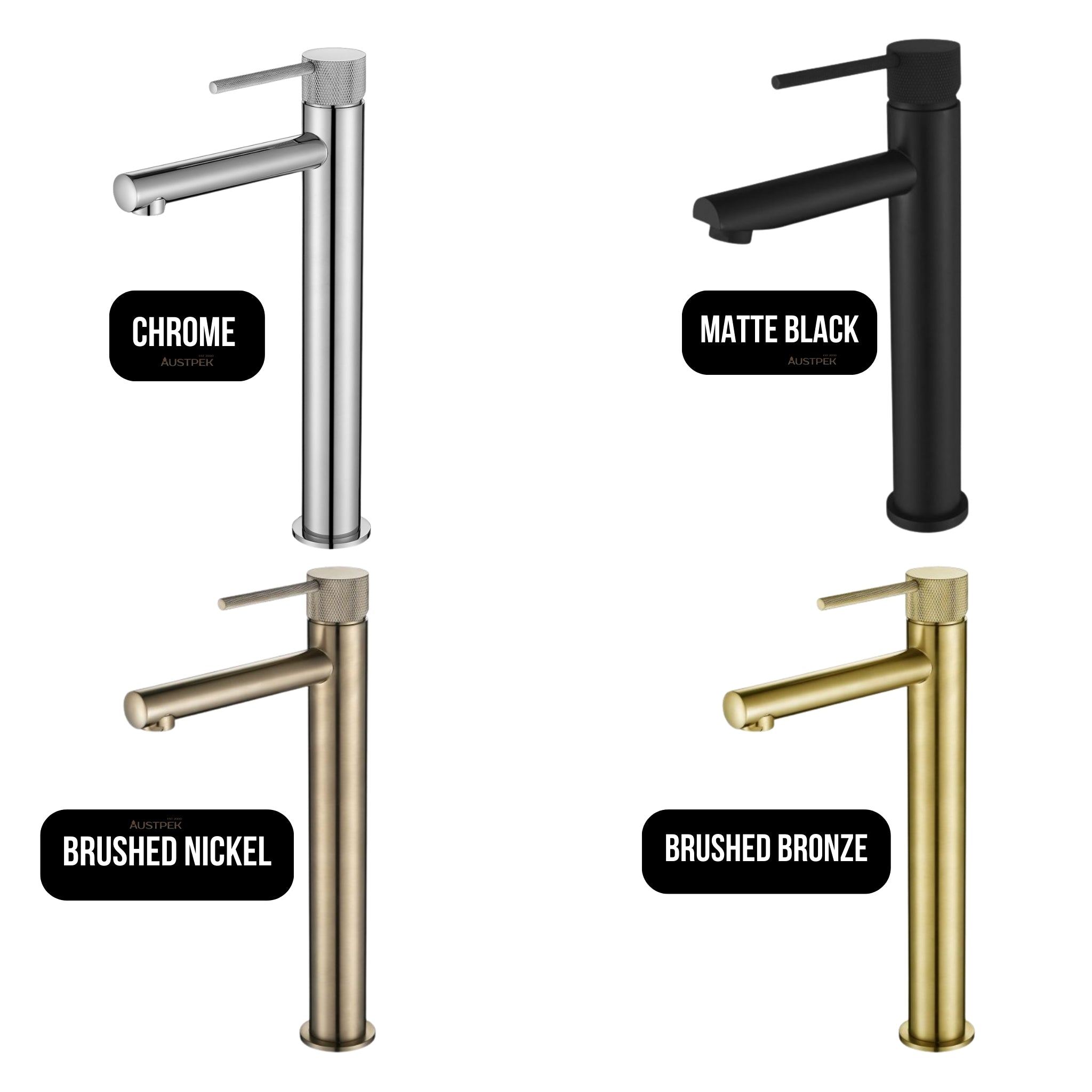 MODERN NATIONAL STAR MINI HIGH RISE TALL BASIN MIXER WITH KNURLED HANDLE 308MM BRUSHED BRONZE