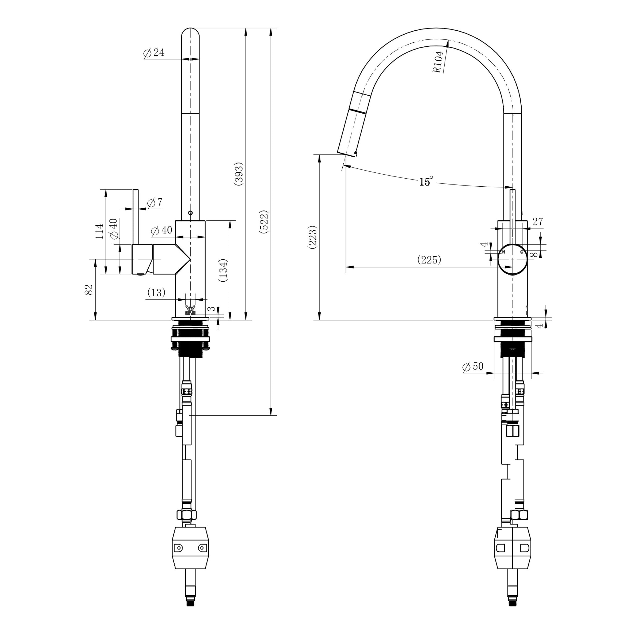 MODERN NATIONAL STAR MINI PULL OUT KITCHEN MIXER 393MM DUSK
