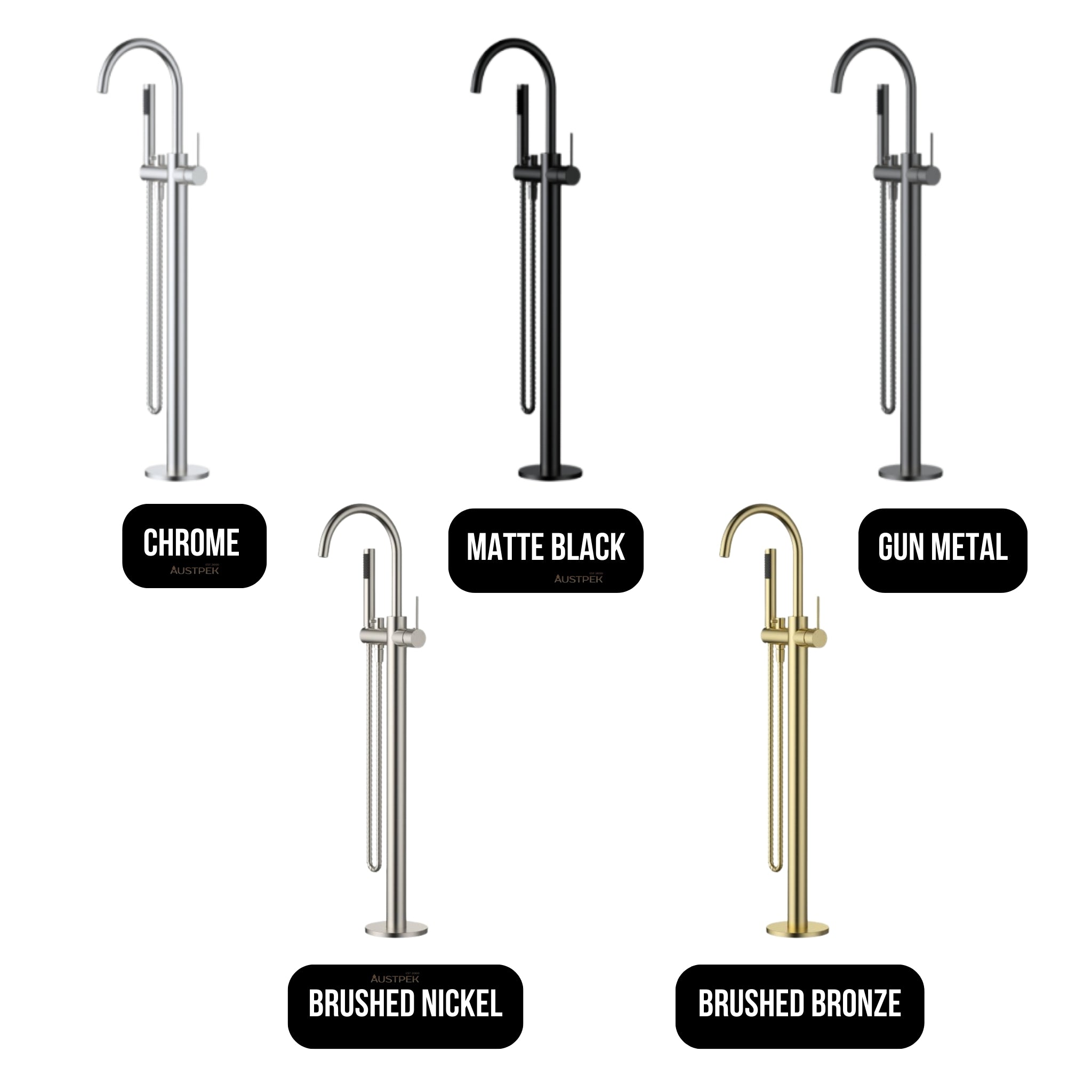 MODERN NATIONAL STAR MINI FREESTANDING BATH MIXER WITH HAND SHOWER 1010MM MATTE BLACK