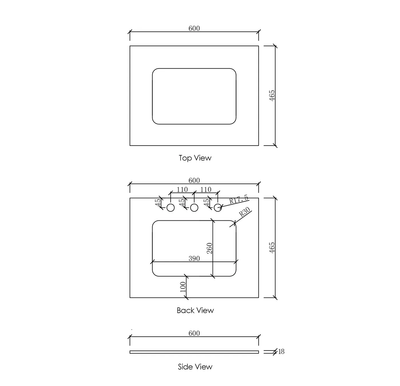 OTTI NATURAL CARRARA WHITE UNDERMOUNT SINGLE VANITY MARBLE STONE TOP (AVAILABLE IN 600MM, 750MM, 900MM AND 1200MM)