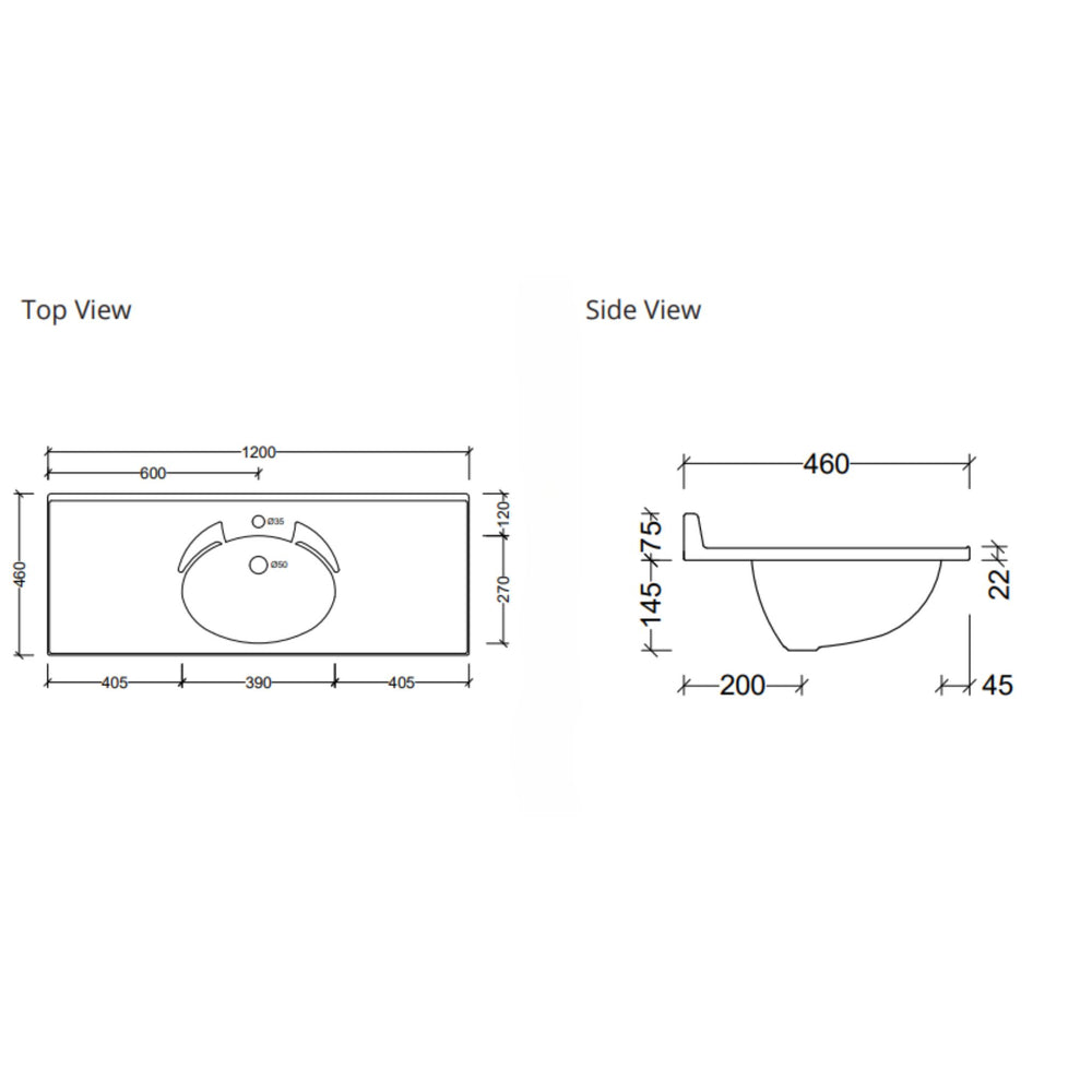 DUROCLASS SUPREME GLOSS WHITE SINGLE BOWL UNDERMOUNT VANITY TOP (MULTIPLE SIZES AVAILABLE)