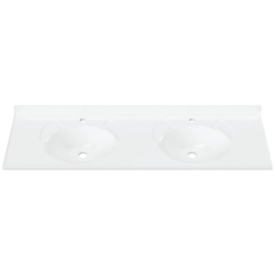 DUROCLASS SUPREME GLOSS WHITE DOUBLE BOWL UNDERMOUNT VANITY TOP (MULTIPLE SIZES AVAILABLE)