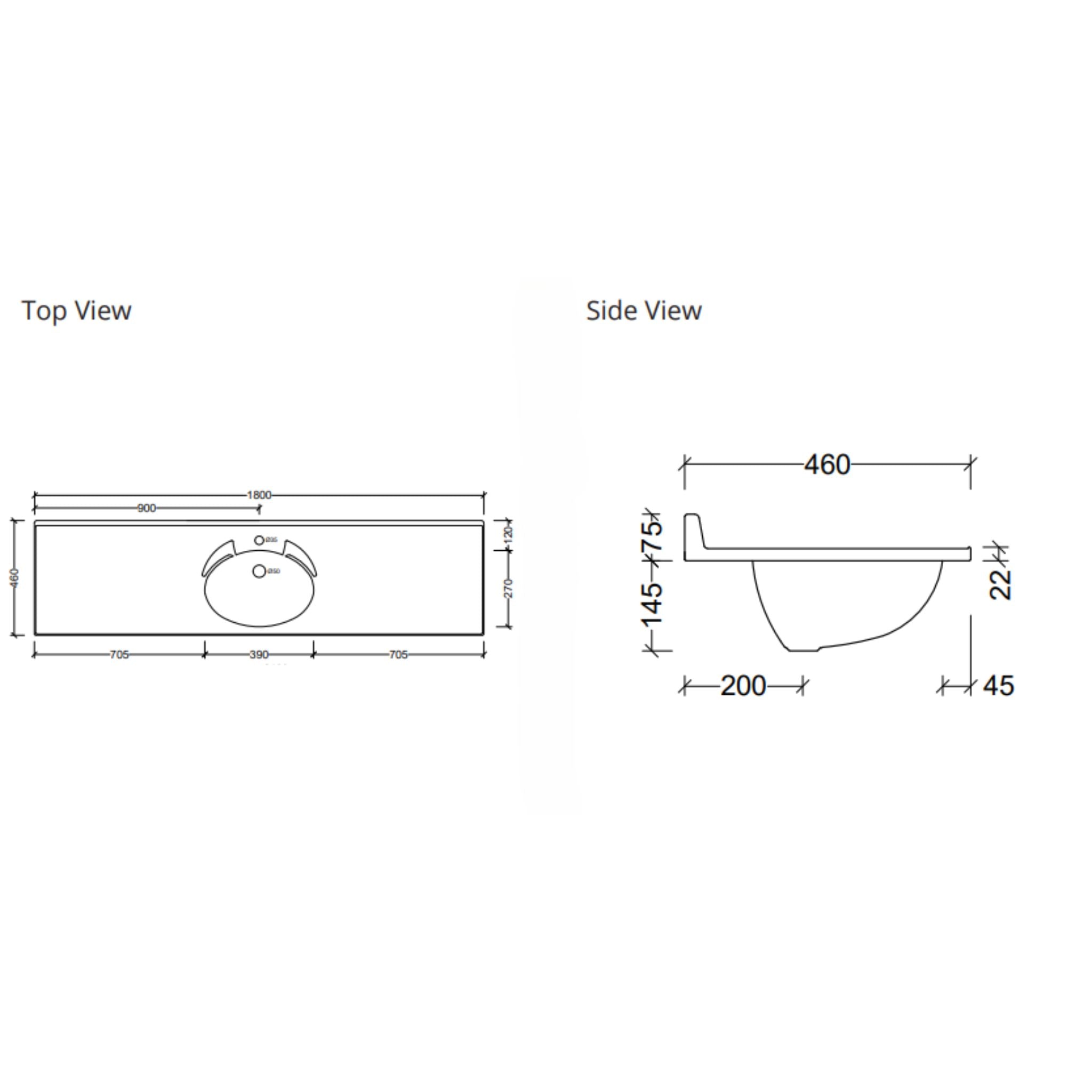 DUROCLASS SUPREME GLOSS WHITE SINGLE BOWL UNDERMOUNT VANITY TOP (MULTIPLE SIZES AVAILABLE)