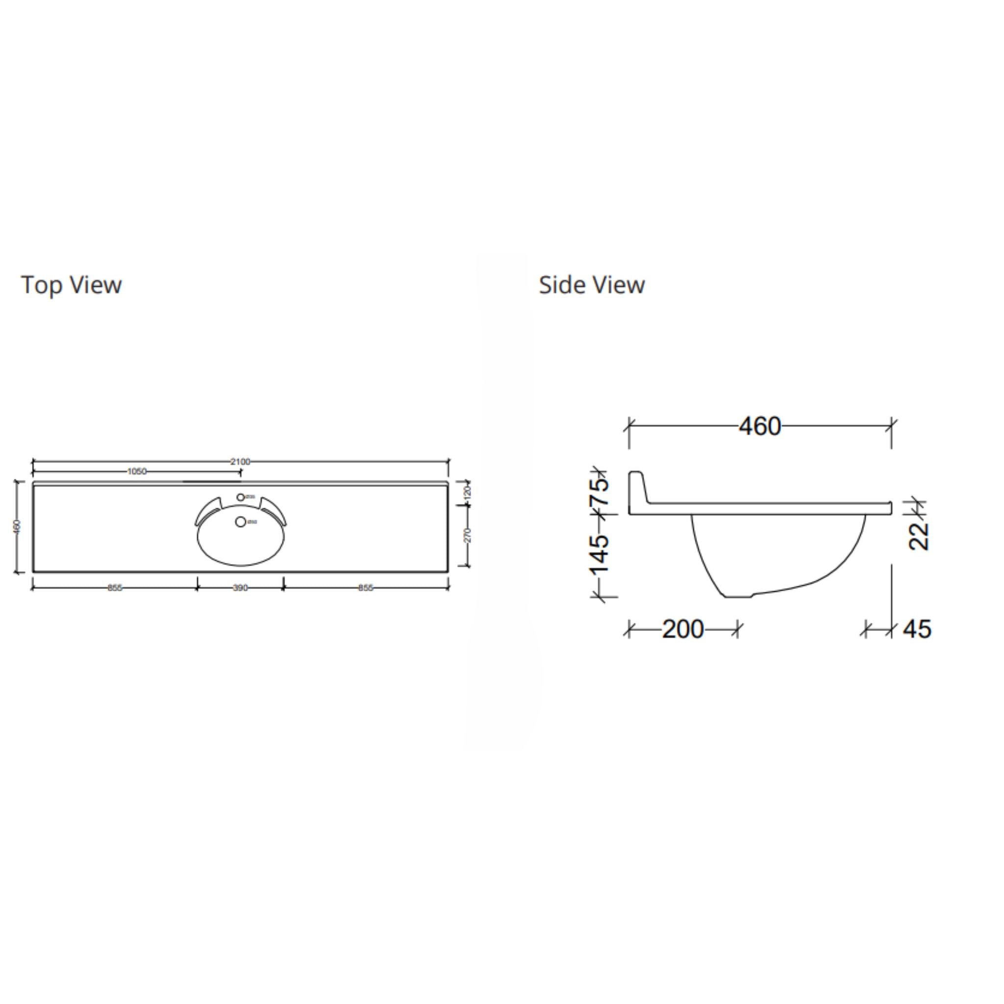 DUROCLASS SUPREME GLOSS WHITE SINGLE BOWL UNDERMOUNT VANITY TOP (MULTIPLE SIZES AVAILABLE)
