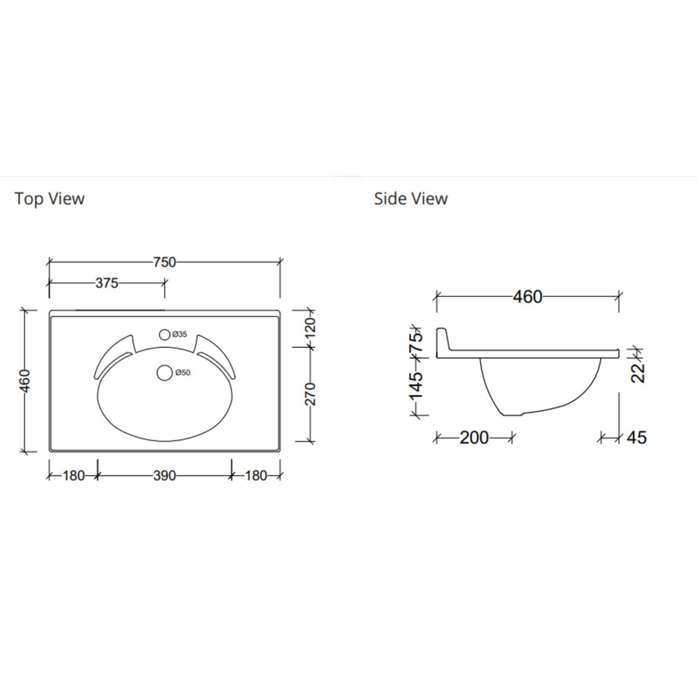 DUROCLASS SUPREME GLOSS WHITE SINGLE BOWL UNDERMOUNT VANITY TOP (MULTIPLE SIZES AVAILABLE)