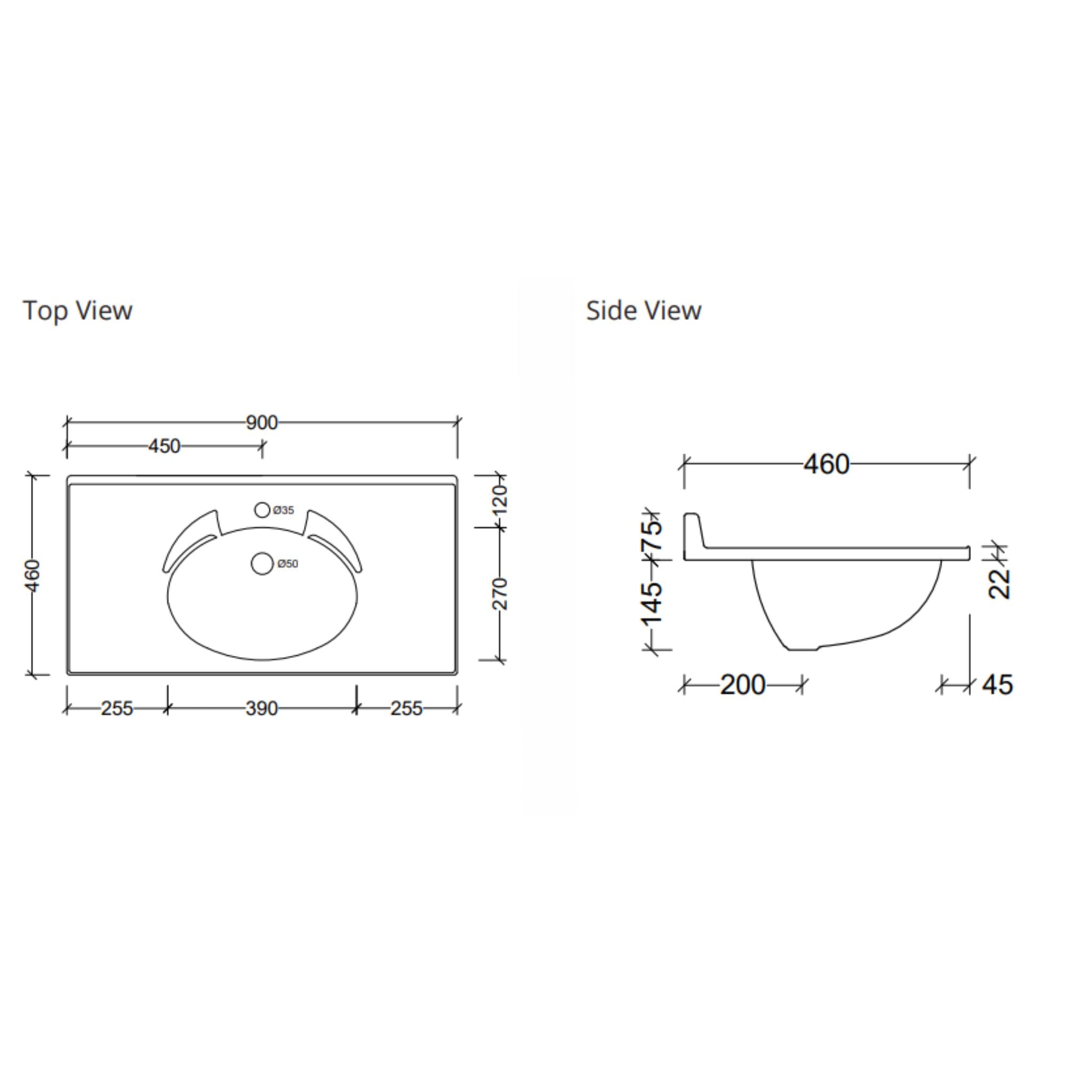 DUROCLASS SUPREME GLOSS WHITE SINGLE BOWL UNDERMOUNT VANITY TOP (MULTIPLE SIZES AVAILABLE)