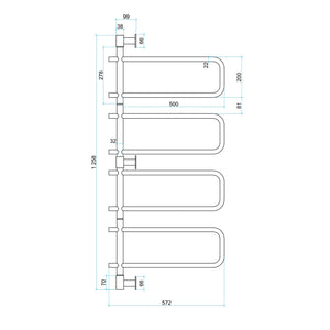 THERMOGROUP ROUND SWIVEL HEATED TOWEL RAIL POLISHED STAINLESS STEEL 1260MM