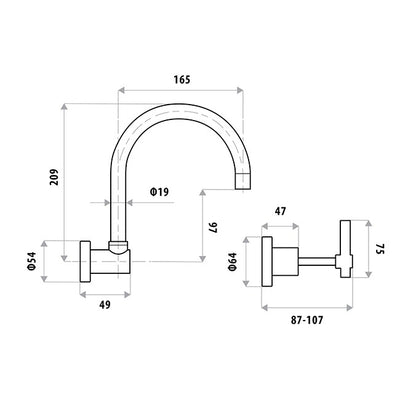LINKWARE SABINE LEVER WALL SINK SET CHROME