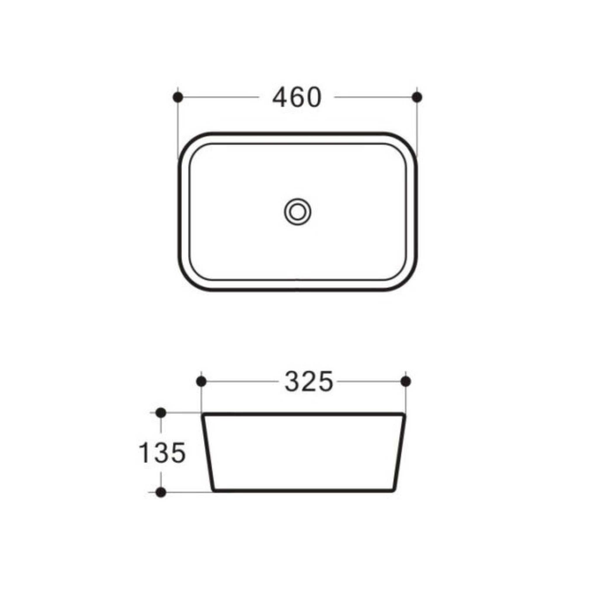 RIVA SANDY ABOVE COUNTER BASIN GLOSS WHITE 460MM