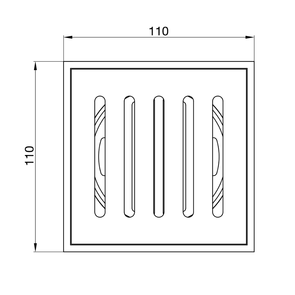 LINSOL EZYFLOW DN89 VERTICAL PRESSED SQUARE WASTE - Technical Drawing