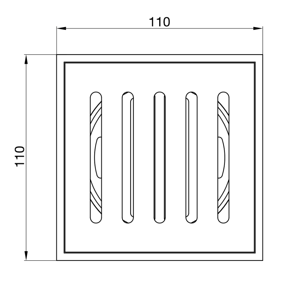 LINSOL EZYFLOW DN89 VERTICAL PRESSED SQUARE WASTE - Technical Drawing