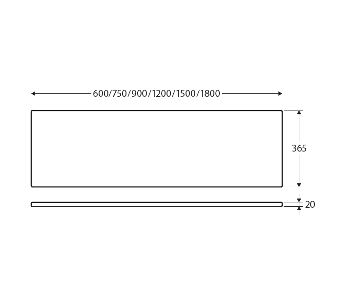 FIENZA CLOUDBURST RECTANGULAR SOLID SURFACE BENCHTOP (AVAILABLE IN 600MM, 750MM, 900MM, 1200MM, 1500MM AND 1800MM)