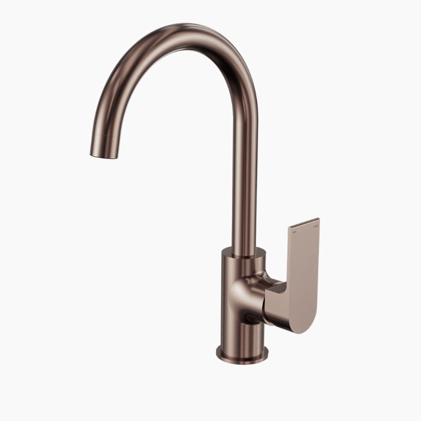 NERO BIANCA LEAD FREE KITCHEN MIXER GOOSENECK SPOUT 339MM BRUSHED BRONZE