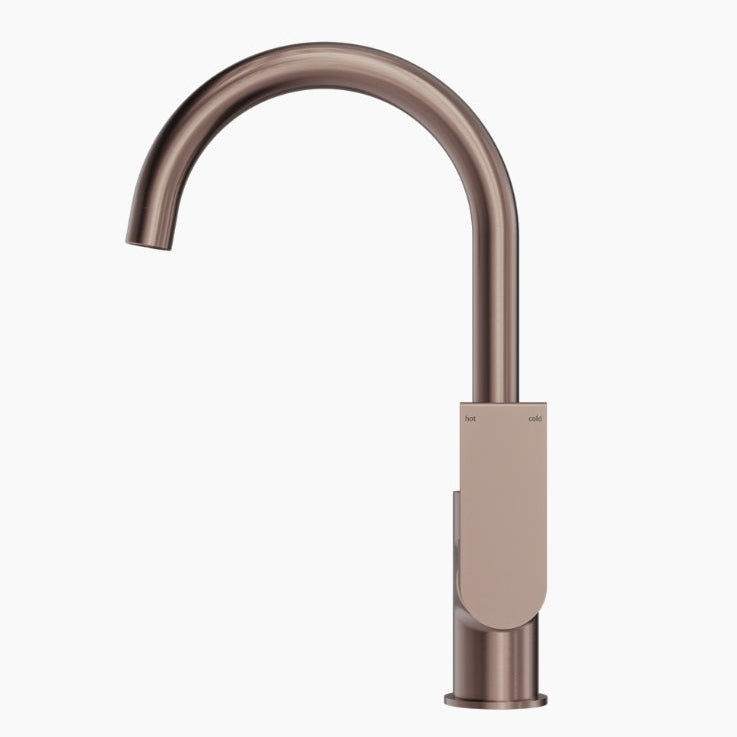 NERO BIANCA LEAD FREE KITCHEN MIXER GOOSENECK SPOUT 339MM BRUSHED BRONZE