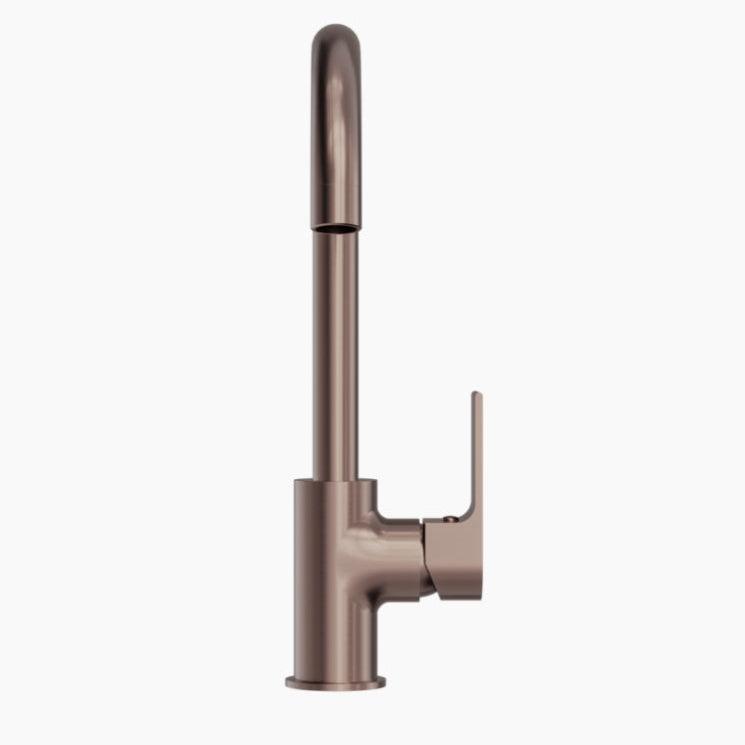 NERO BIANCA LEAD FREE KITCHEN MIXER GOOSENECK SPOUT 339MM BRUSHED BRONZE