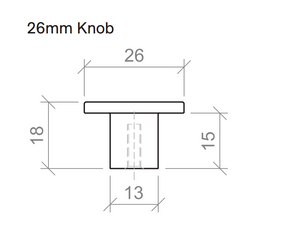 TIMBERLINE FLAT KNOB HANDLE 26MM MATTE GOLD
