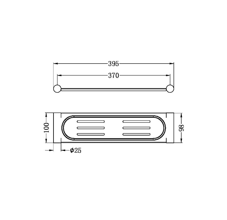 NERO MECCA METAL SHOWER SHELF 395MM BRUSHED BRONZE