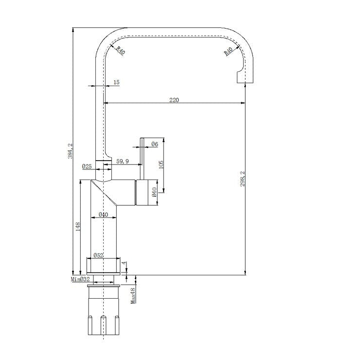 LINKWARE ELLE 316 SINK MIXER 384MM CHROME