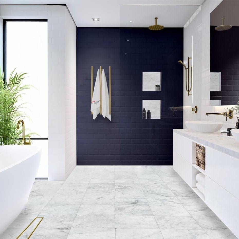 RADIANT HEATING VERTICAL ROUND HEATED SINGLE TOWEL RAIL BRUSHED GOLD 950MM