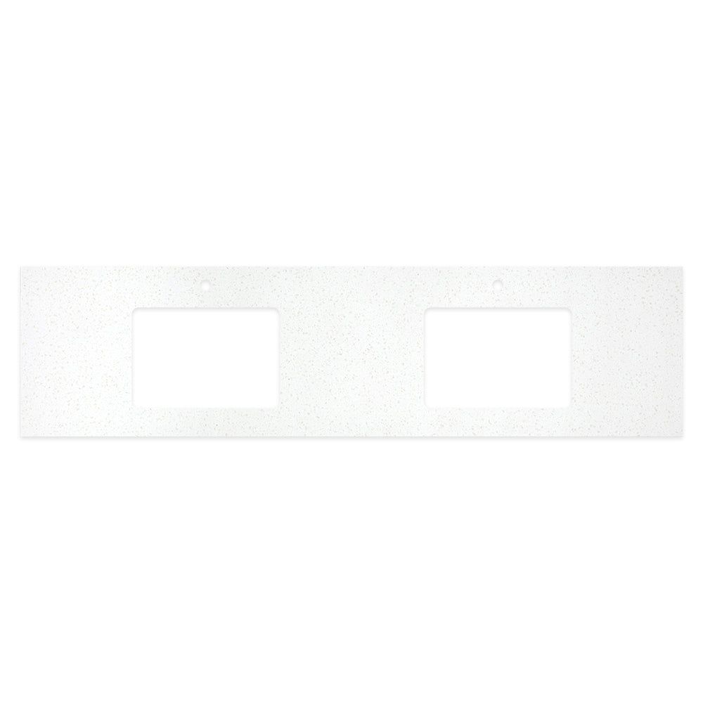 FIENZA SNOWFLAKE RECTANGULAR SOLID SURFACE BENCHTOP WITH DOUBLE UNDERMOUNT BASIN HOLES (AVAILABLE IN 1500MM AND 1800MM)