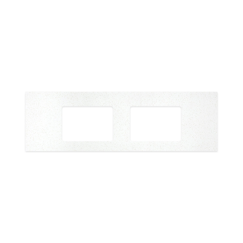 FIENZA SNOWFLAKE RECTANGULAR SOLID SURFACE BENCHTOP WITH DOUBLE UNDERMOUNT BASIN HOLE & TAP HOLES (AVAILABLE IN 1500MM AND 1800MM)