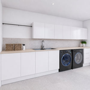 TIMBERLINE LAMINEX SOFT OAK VELOUR DOUBLE BOWL LAUNDRY LAMINATE BENCHTOP