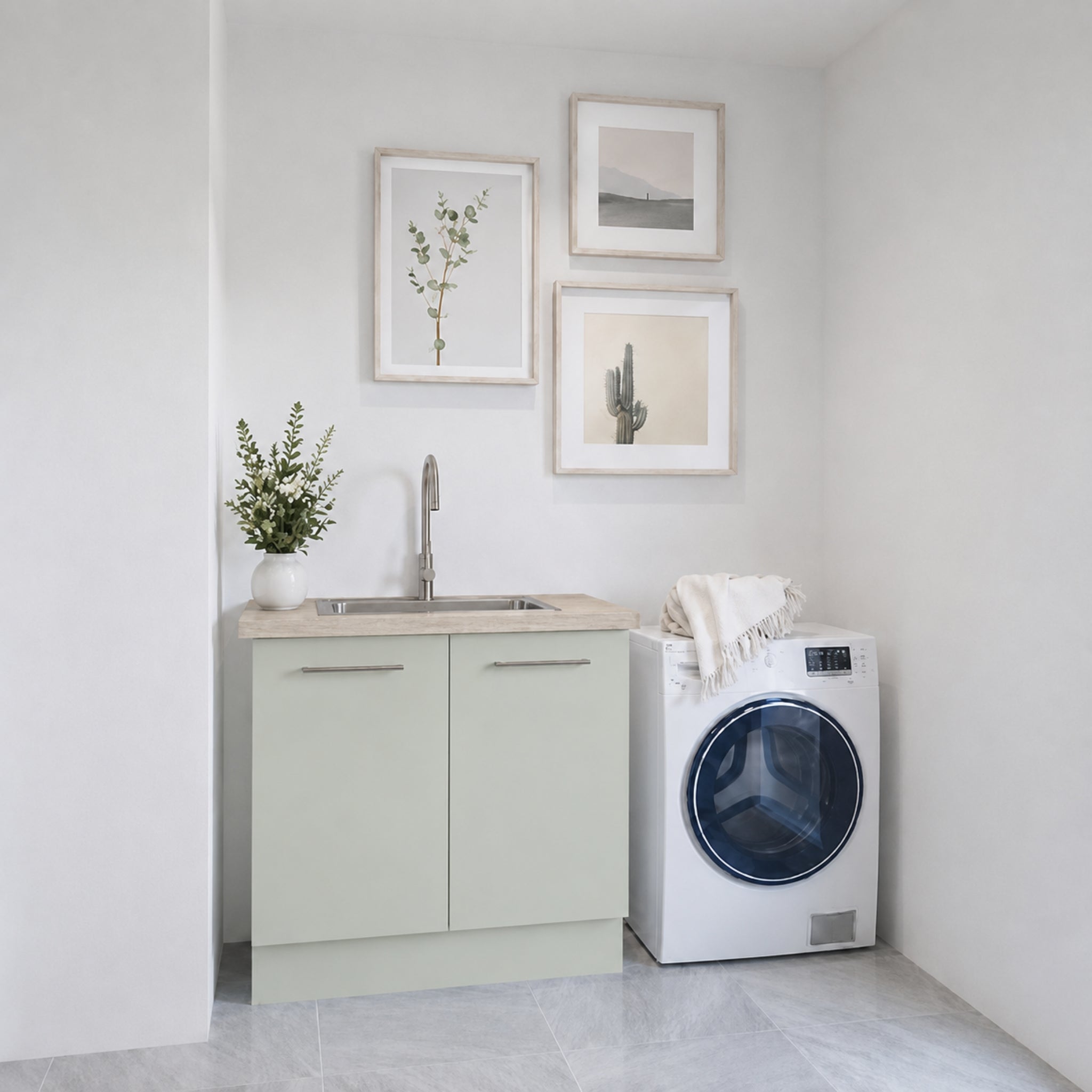 TIMBERLINE LAMINEX SOFT OAK VELOUR SINGLE BOWL LAUNDRY LAMINATE BENCHTOP