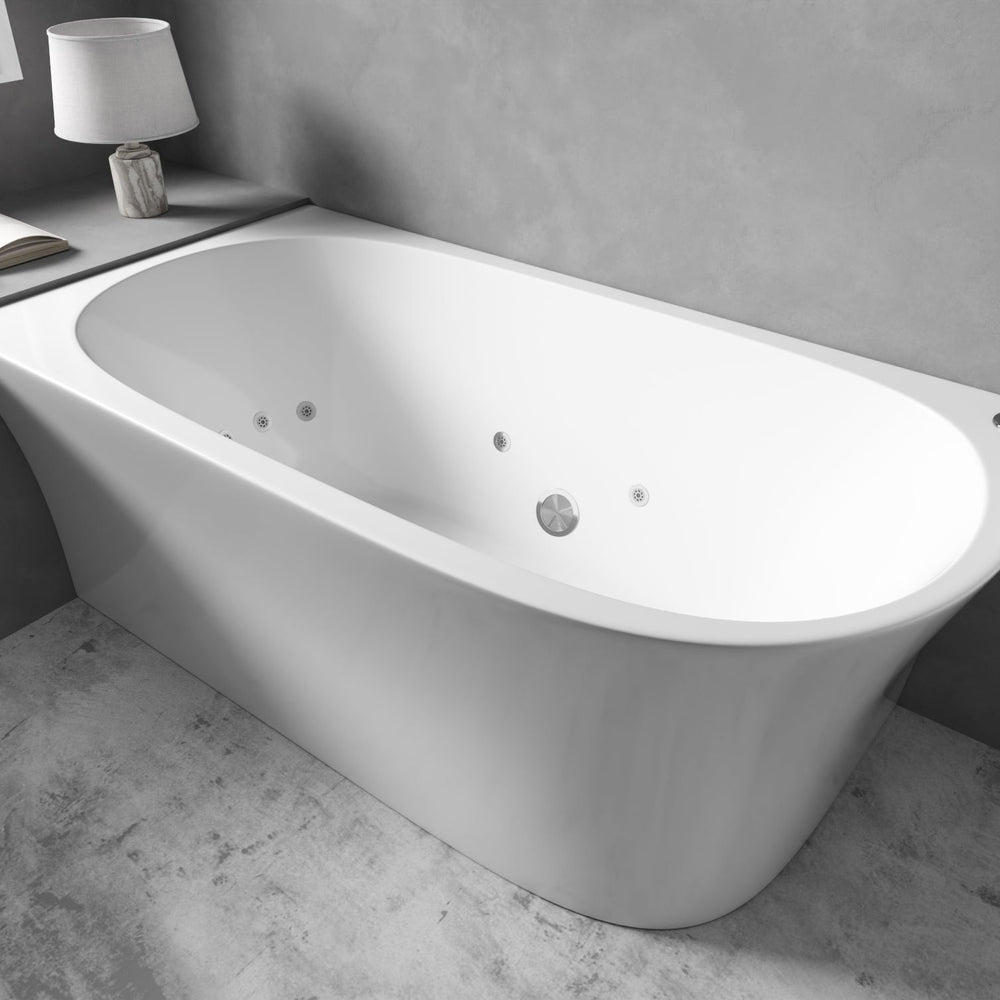 BROADWAY FS7 FREESTANDING LEFT CORNER SPA BATHTUB GLOSS WHITE (AVAILABLE IN 1500MM AND 1700MM) WITH 10 JETS