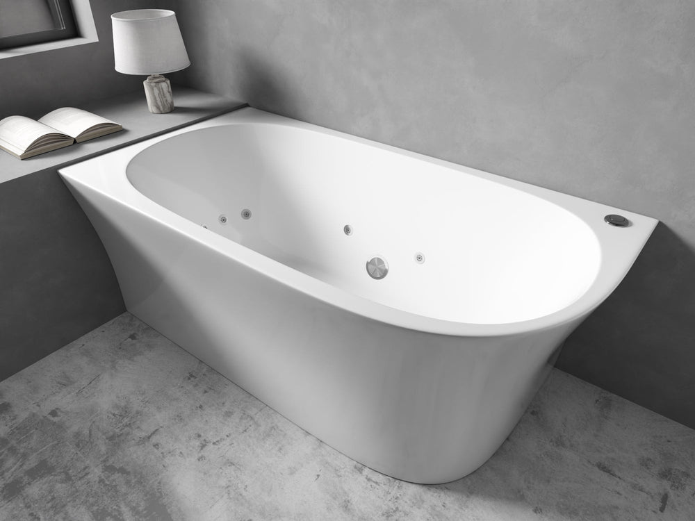 BROADWAY FS7 FREESTANDING LEFT CORNER SPA BATHTUB GLOSS WHITE (AVAILABLE IN 1500MM AND 1700MM) WITH 10 JETS