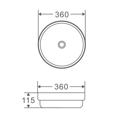 MERCIO SPIN ROUND ABOVE COUNTER BASIN GLOSS WHITE 360MM