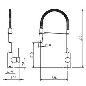 FELTON LINEA SPRING SINK MIXER 492MM BRUSHED STAINLESS