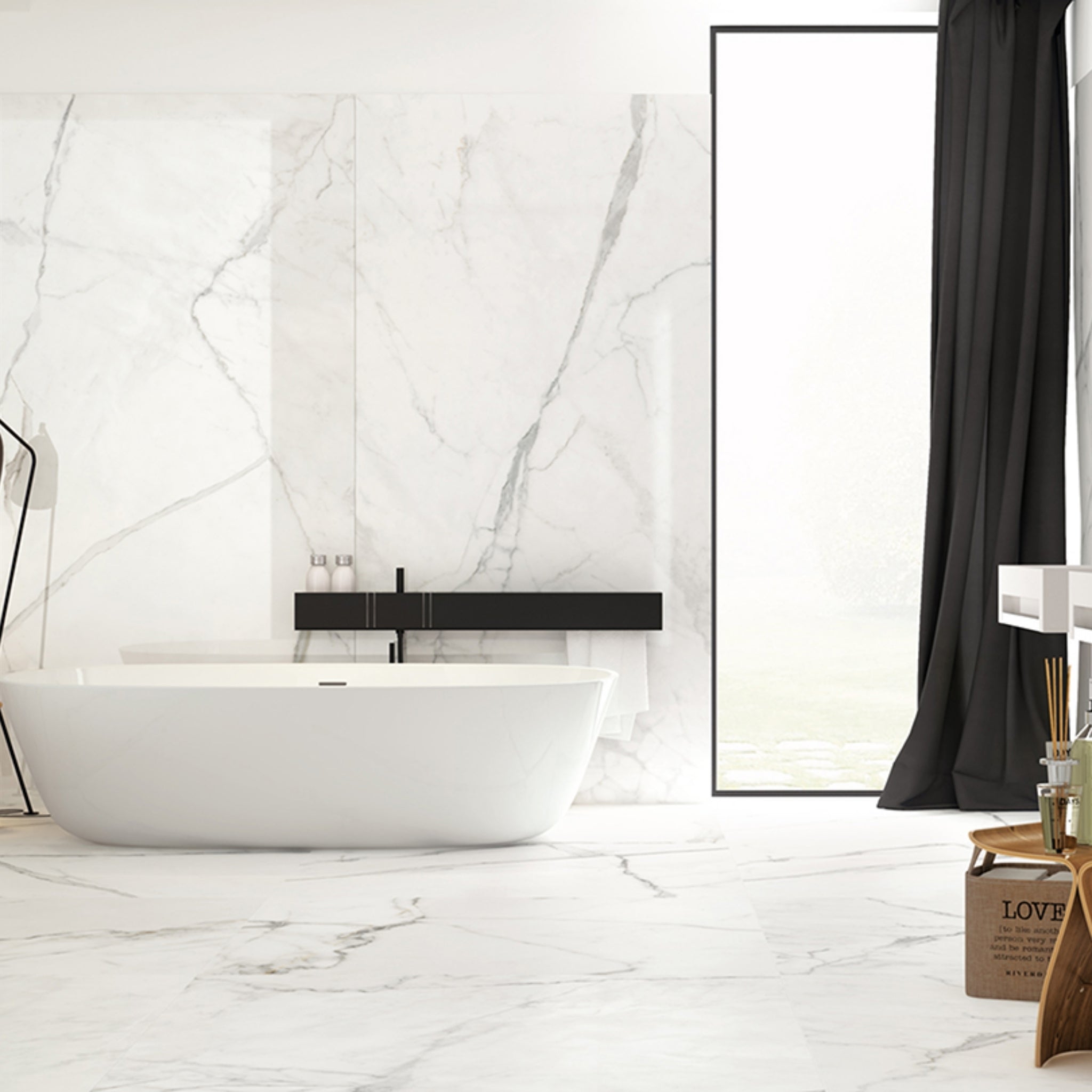 EVERSTONE MEGASLIM STATUARIO PREMIUM 3200X1600MM RECTANGULAR THIN SLAB (PER PACK)