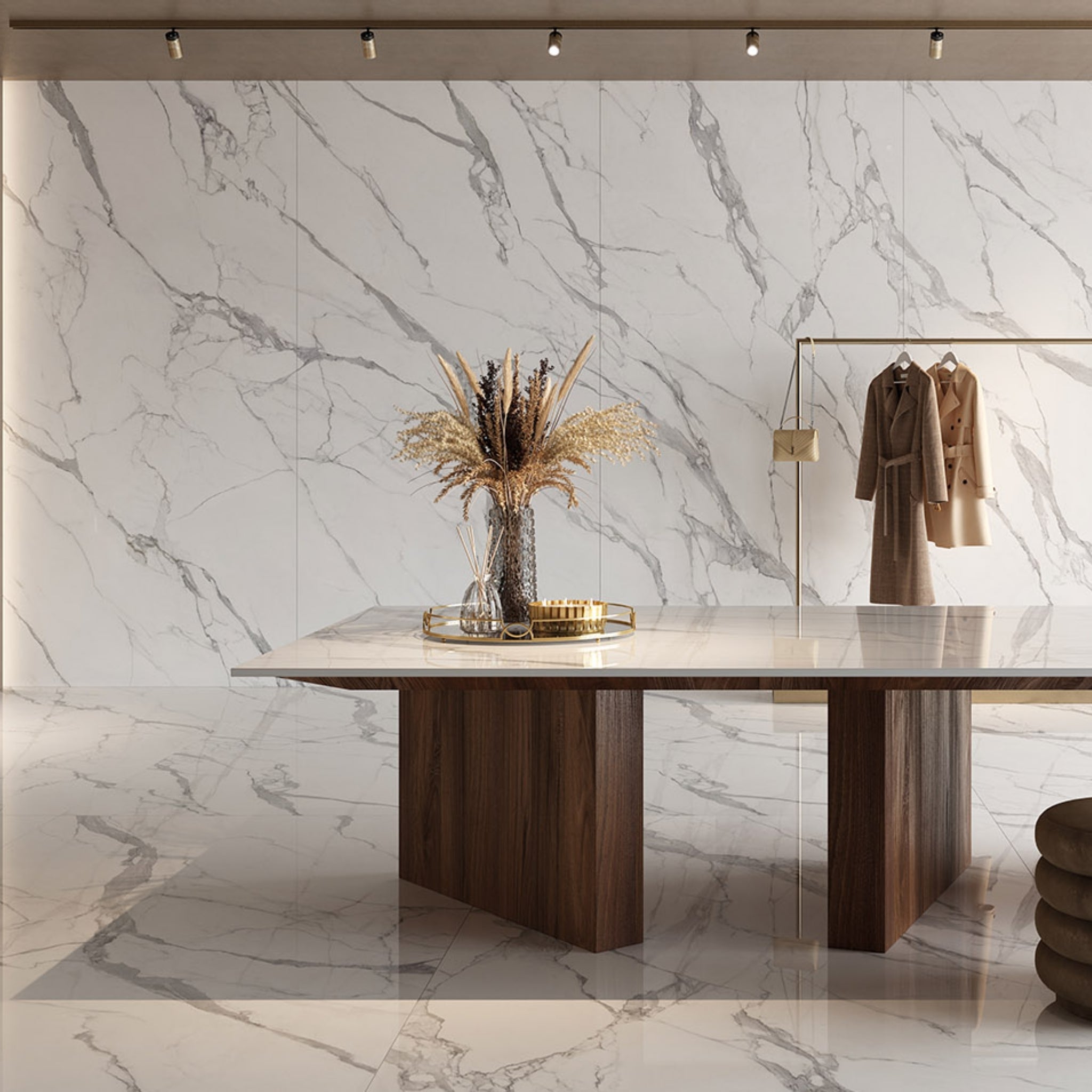 EVERSTONE MEGASLIM STATUARIO REALE 3200X1600MM RECTANGULAR THIN SLAB (PER PACK)