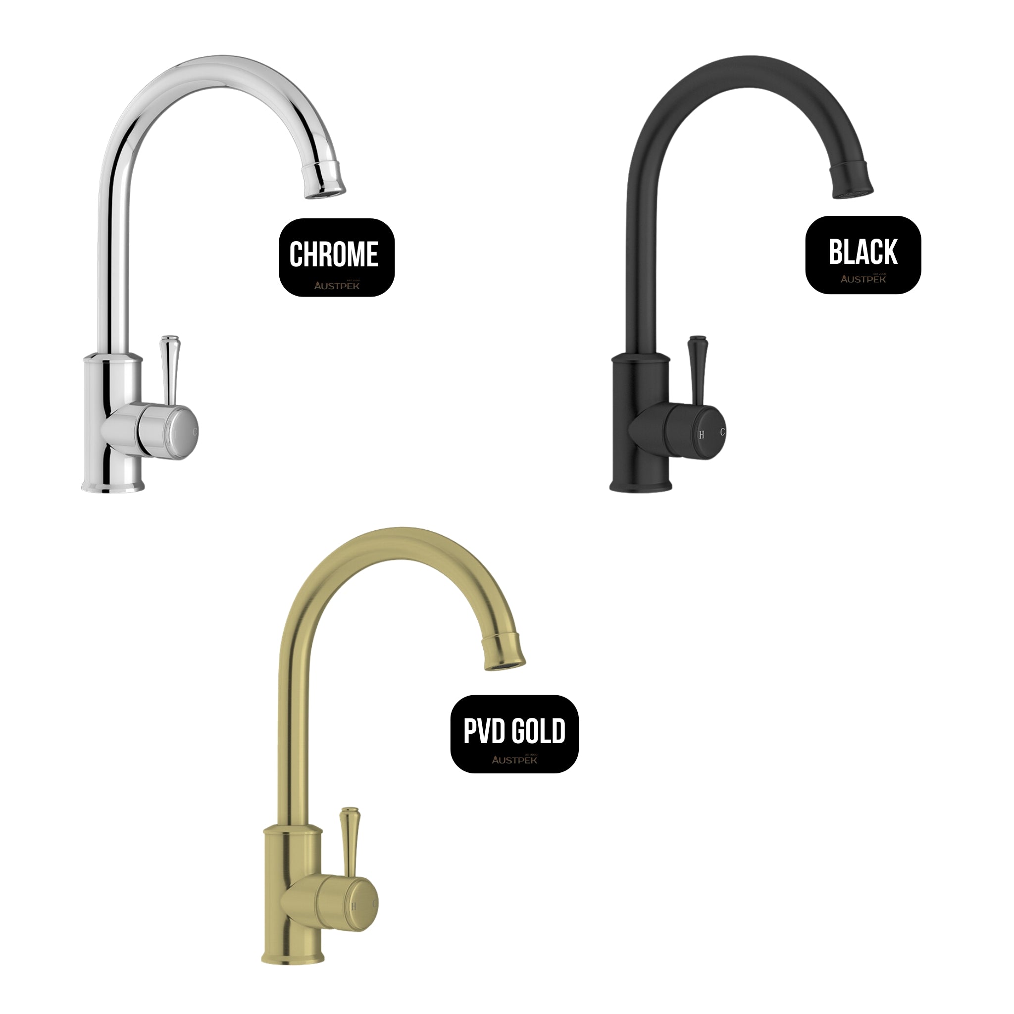 LINKWARE AUGUSTINE LEAD FREE SINK MIXER 350MM PVD GOLD