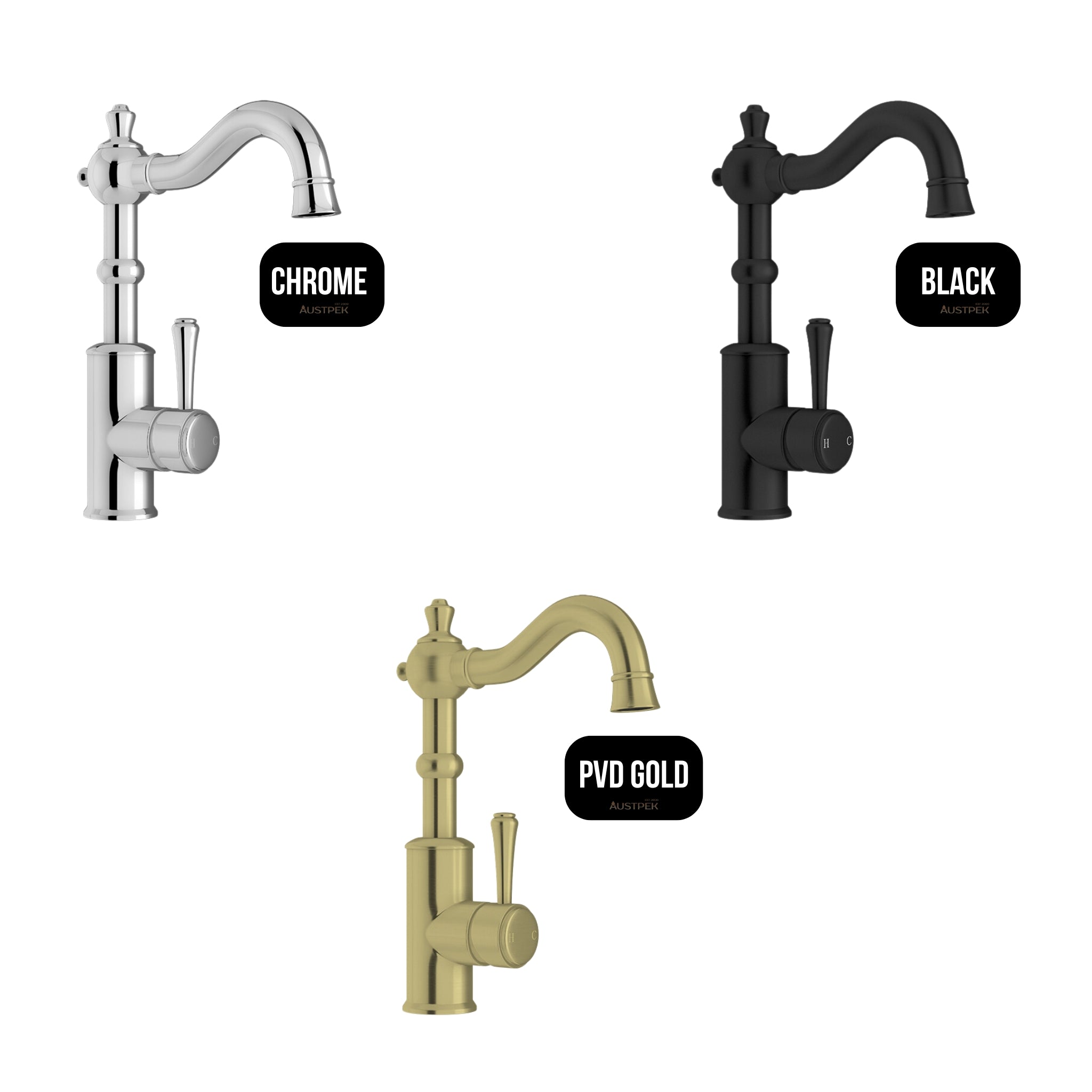 LINKWARE AUGUSTINE LEAD FREE BASIN MIXER 250MM BLACK