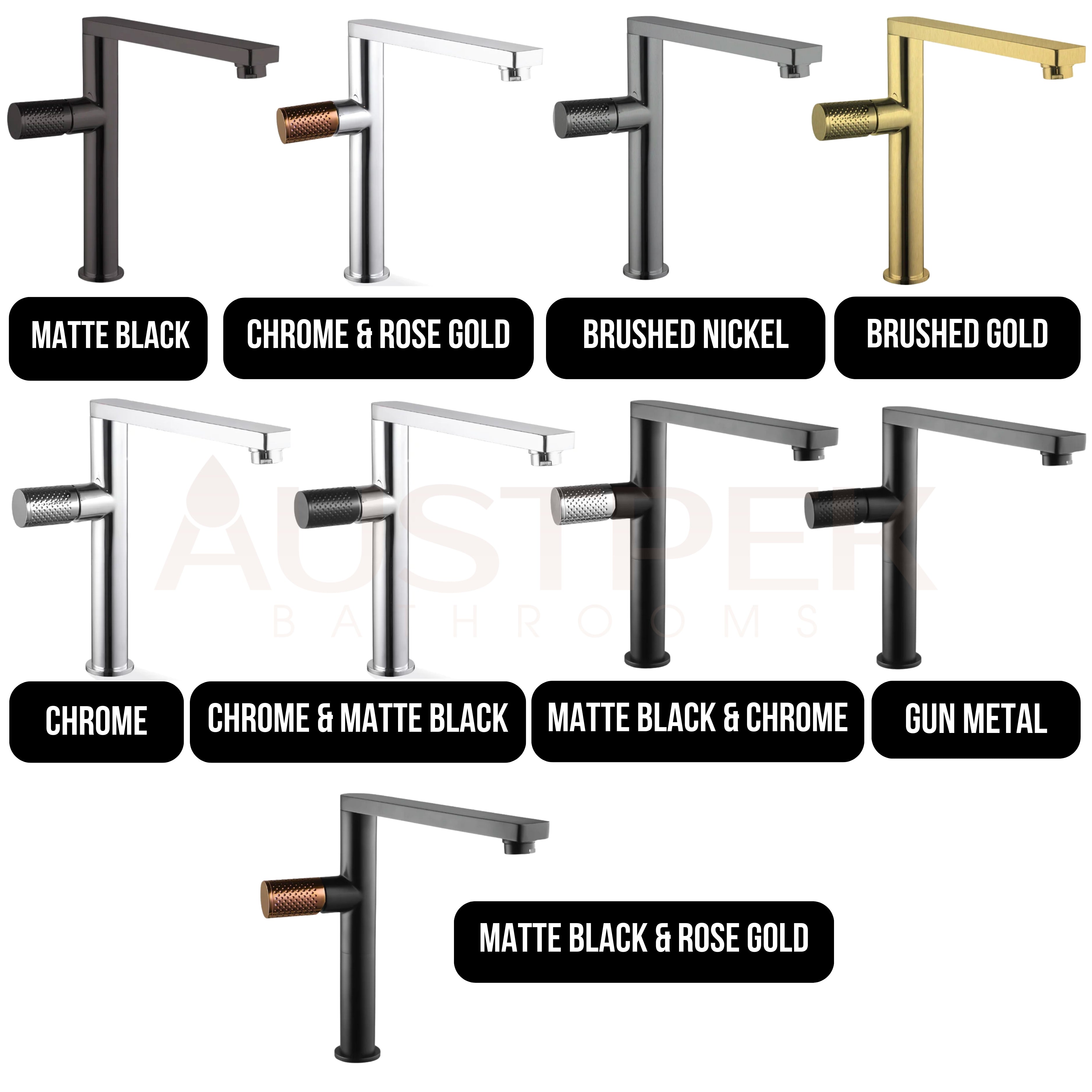 LINKWARE GABE SINK MIXER 250MM MATTE BLACK AND CHROME