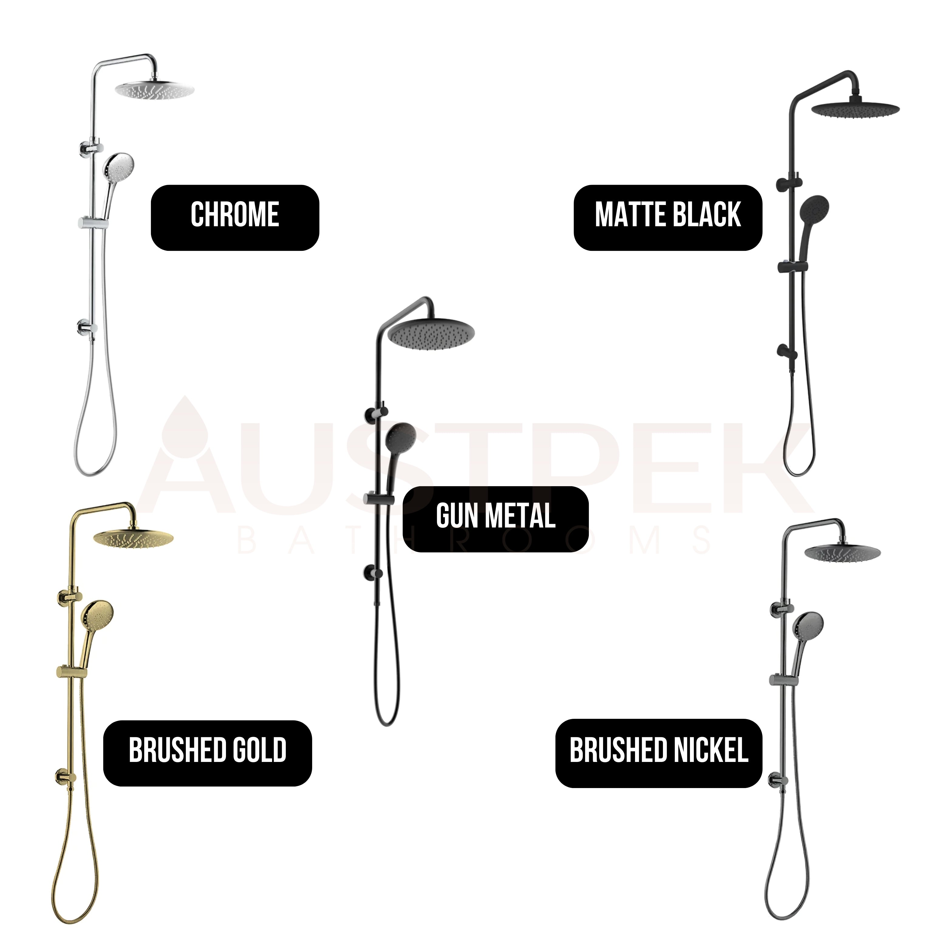LINKWARE LOUI TWIN SHOWER WITH RAIL GUN METAL