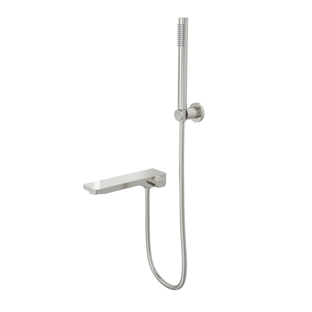 Linsol Tara Bath Spout with Diverter and Hand Shower 234mm Brushed Nickel